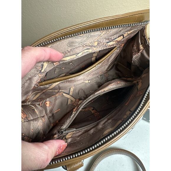 NWT La Terre Fashion Tan Vegan Leather Convertible Crossbody Satchel Purse Bag - Picture 11 of 16